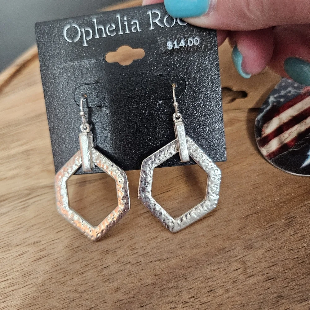 Women's Fashion Set of 3 Pairs Earrings American Flag Silver Red Crystal Studs